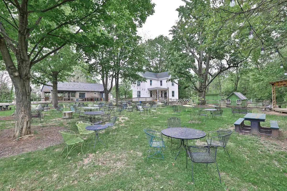 Beer garden and farmhouse grounds